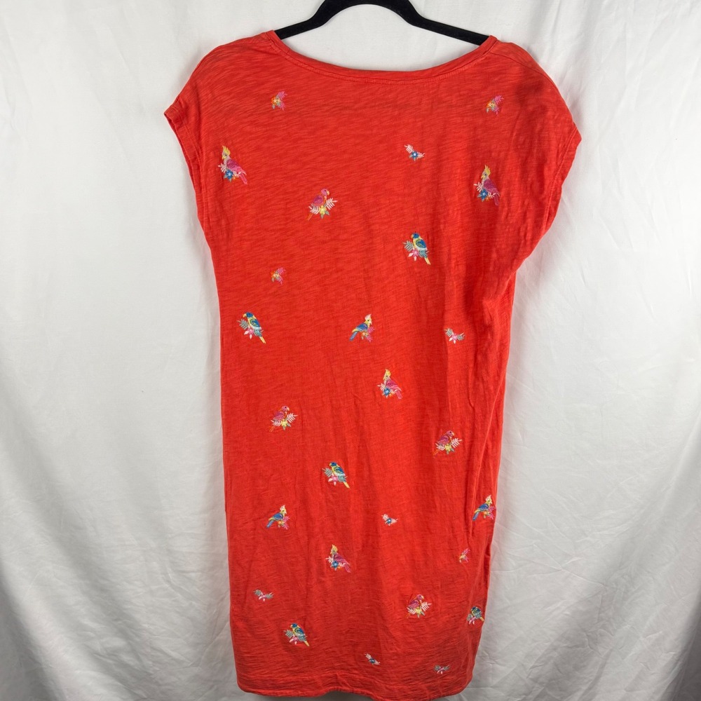 Boden Red Parrot Shirt Dress 6 Long‎ Embroidered Simple Beachy Resortwear Casual - Picture 8 of 8